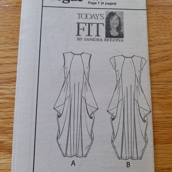 Dress Sewing Pattern Size 32"-55" Bust Vogue 1234 Artsy Loose Pullover UNCUT - Picture 10 of 10